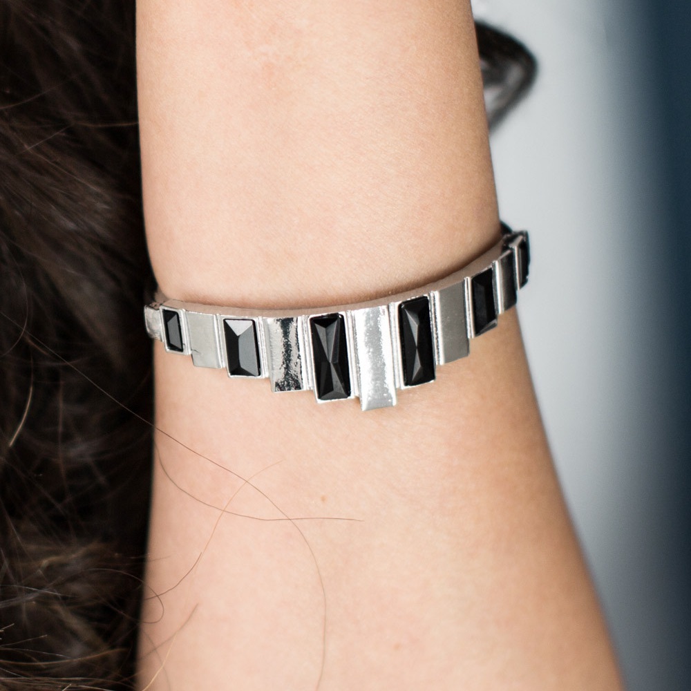 Silver and black cuff bracelet