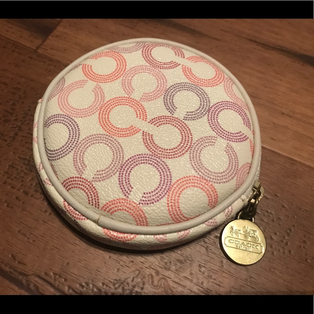 Coach Signature Waverly Optic Art Round Coin Purse
