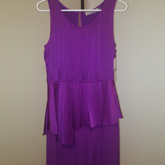 NWT Cluny Asymmetric Peplum Silk Charmeuse Dress - Picture 3 of 6