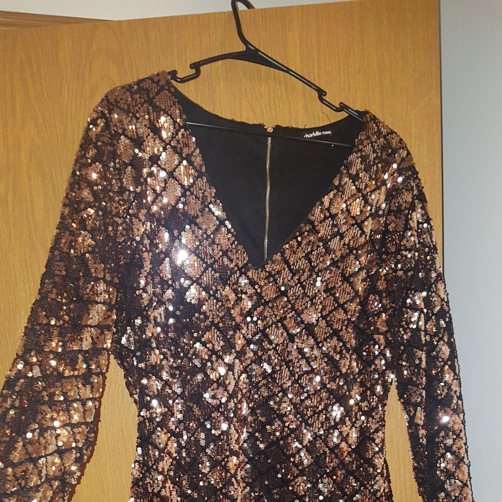 Black and Gold Sequins Dress