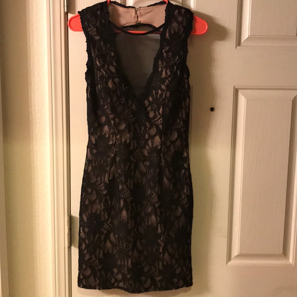 Black lace and mesh dress