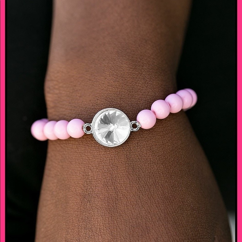 Pink Bracelet with Clear Stone
