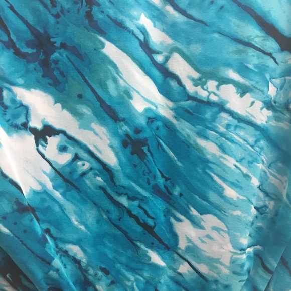 Alice + Olivia blue watercolor silk blouson dress - Picture 3 of 7