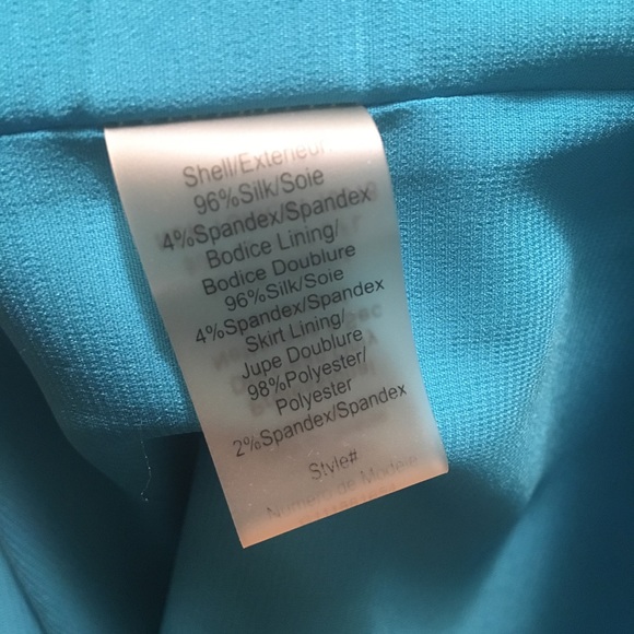 Alice + Olivia blue watercolor silk blouson dress - Picture 4 of 7