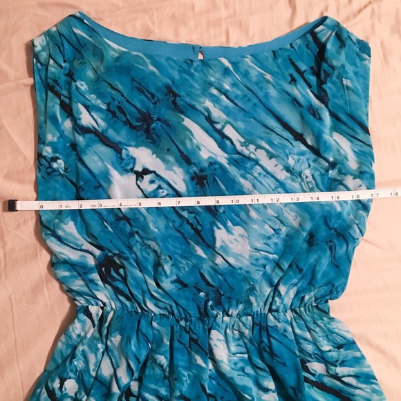 Alice + Olivia blue watercolor silk blouson dress - Picture 5 of 7