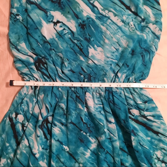 Alice + Olivia blue watercolor silk blouson dress - Picture 6 of 7