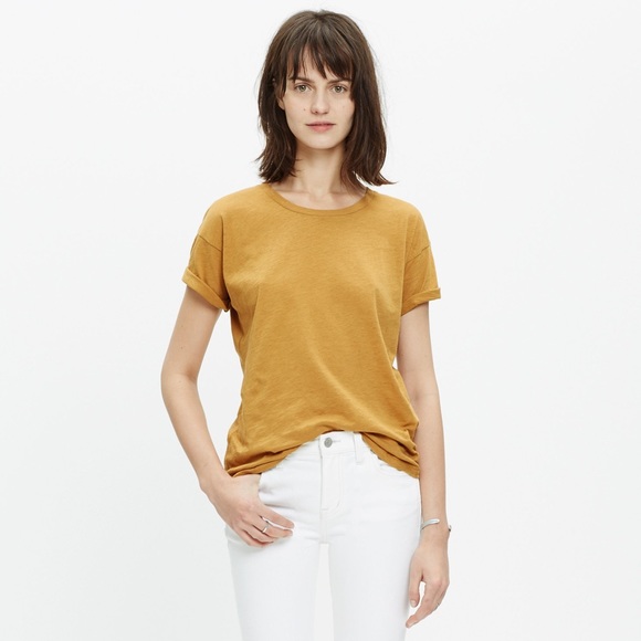 Madewell slub cotton tee in mustard - Picture 2 of 7
