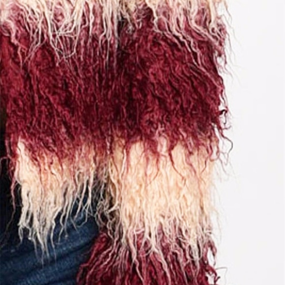 BOHO Burgundy Haute Shaggy Fringed Coat Jacket - Picture 5 of 8