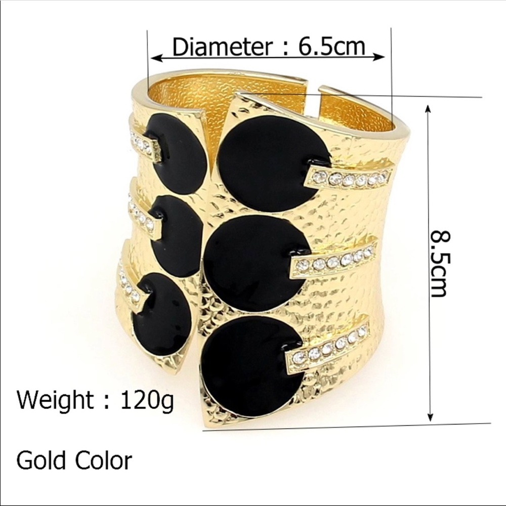 Exaggerated Cuff Gold Plated Bangle Rhinestones - image 6