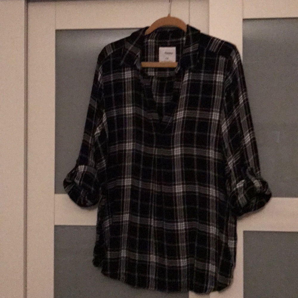 Sonoma black/white checked flannel pull-over tunic