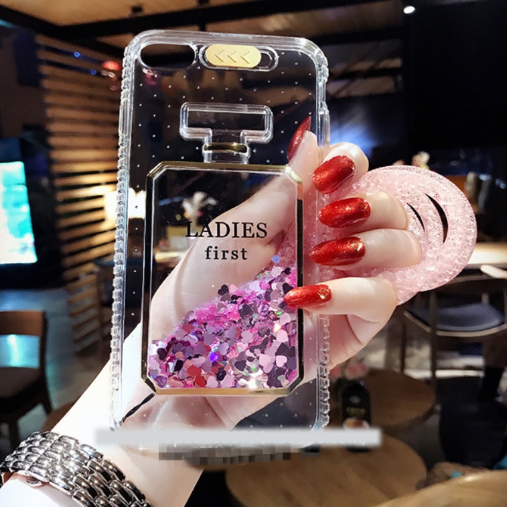 ✨Pink Heart Falling Glitter in Purple iPhone Case✨