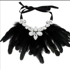 Black Feather collar statement necklace