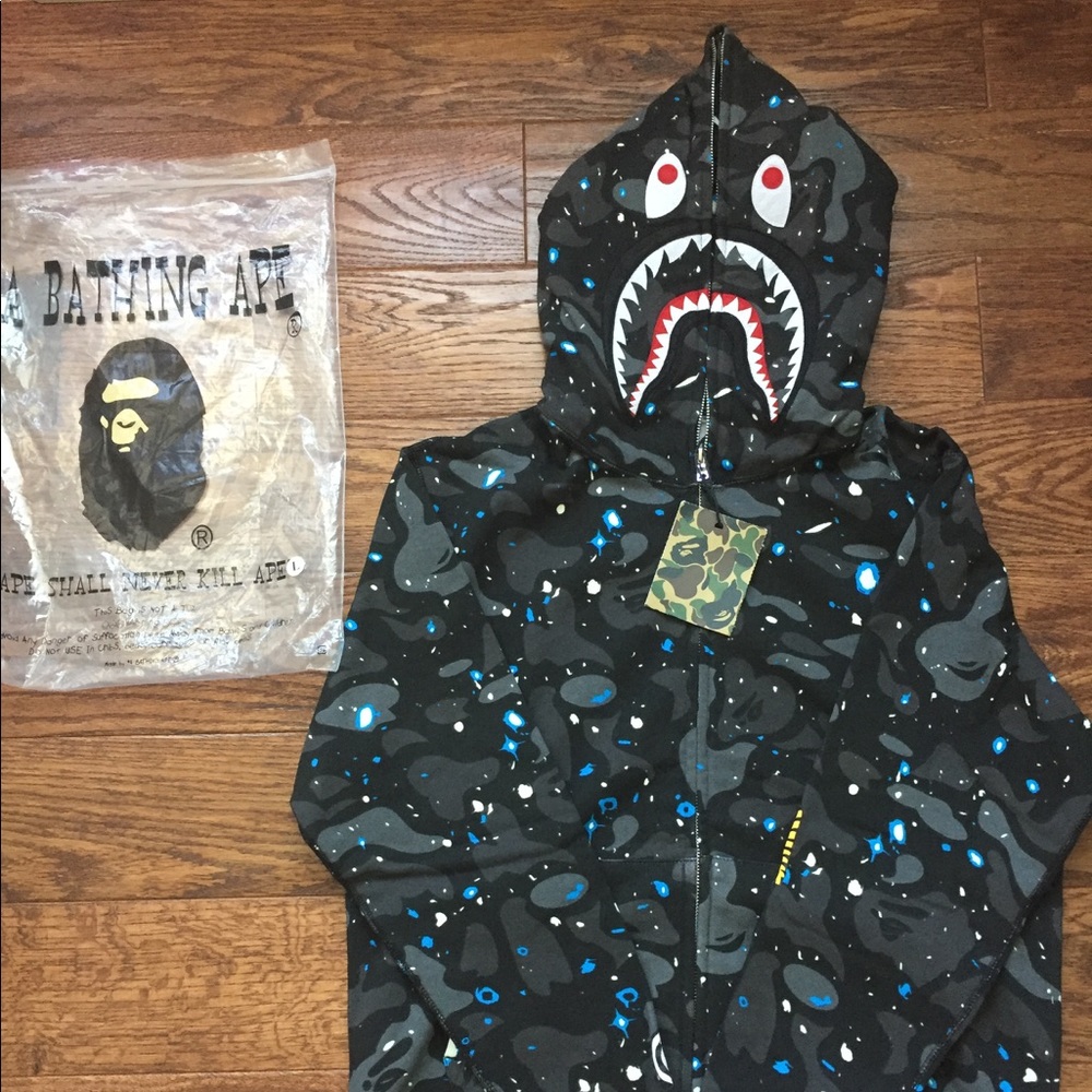 100% Authentic Bape Shark Space Camo Hoodie