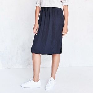 Blue silk midi skirt UO