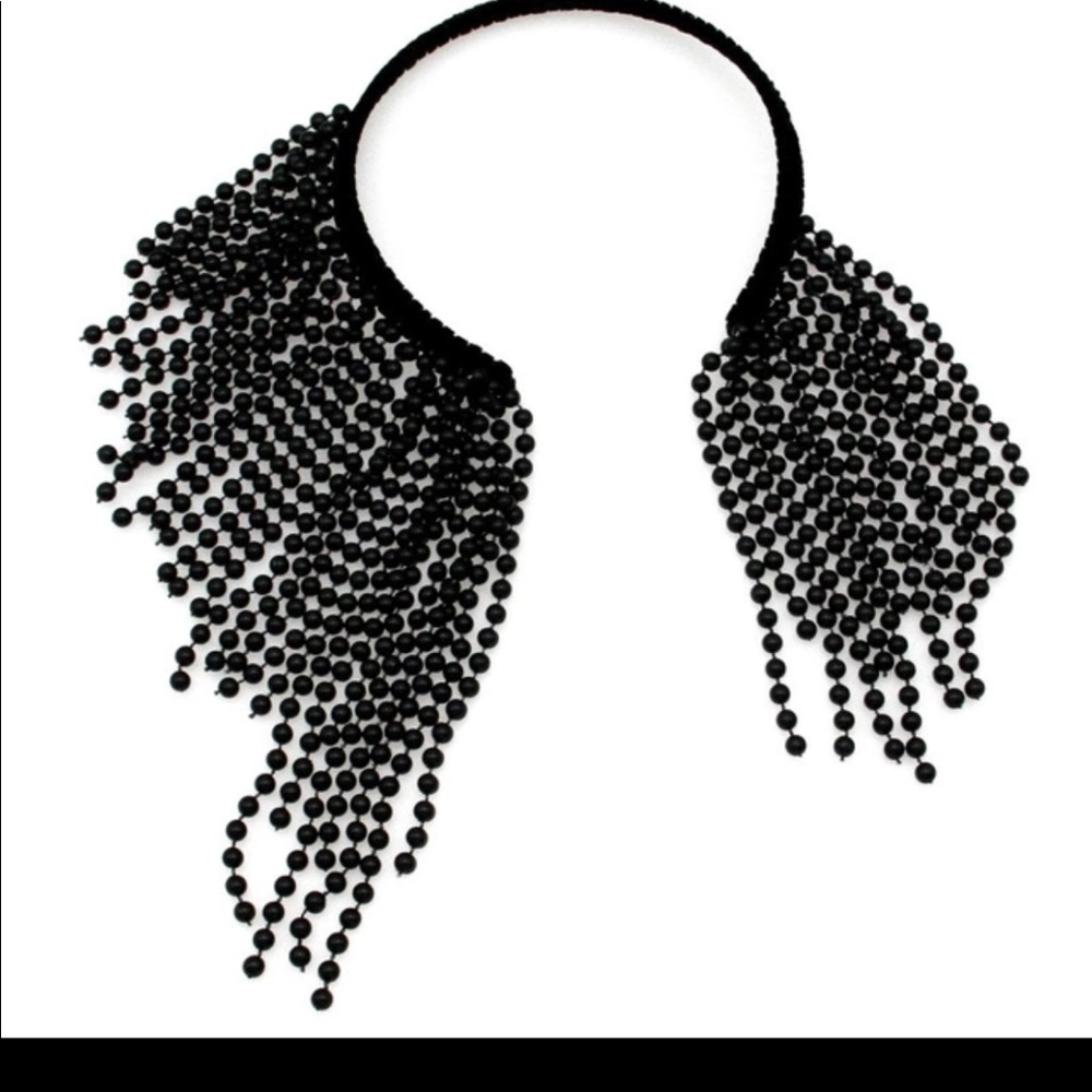 Charming imitation pearl tassel choker necklace