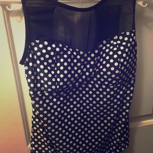High Neck Polka Dot One Piece Swim Suit