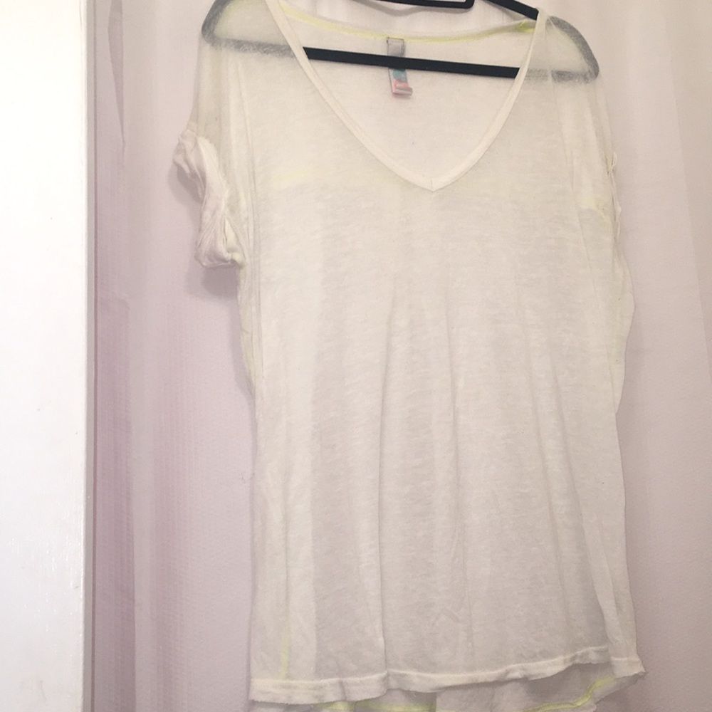 White Free People burnout v-neck tee