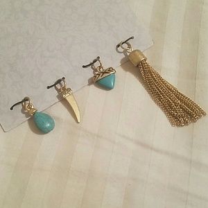 Interchangeable gold and turquoise charms. Cute!