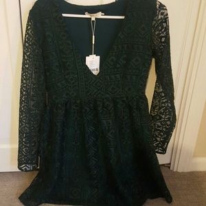 Emerald green lace dress