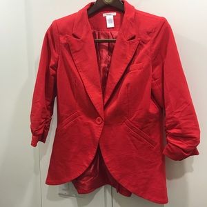 Esley Red 3/4 Sleeve Blazer
