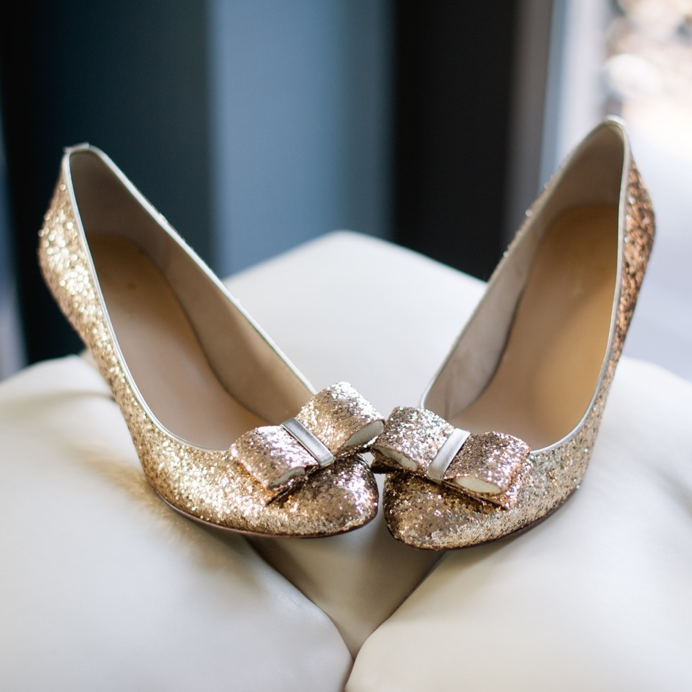 Kate Spade Gold Glitter Heels Pumps