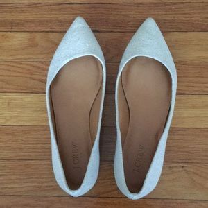 J. Crew leather and cloth tan flats