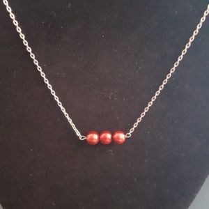 Handmade red pearl necklace