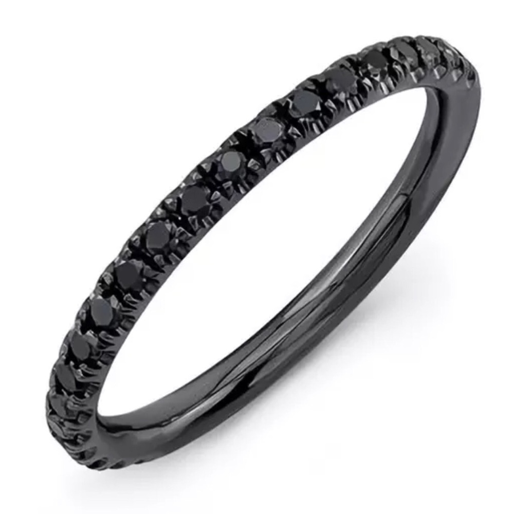 1/4 Ct Black Diamond 14K Black Gold Sterling  Ring