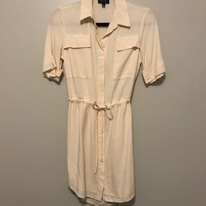 Topshop Cream Shortsleeve Shirt Dress