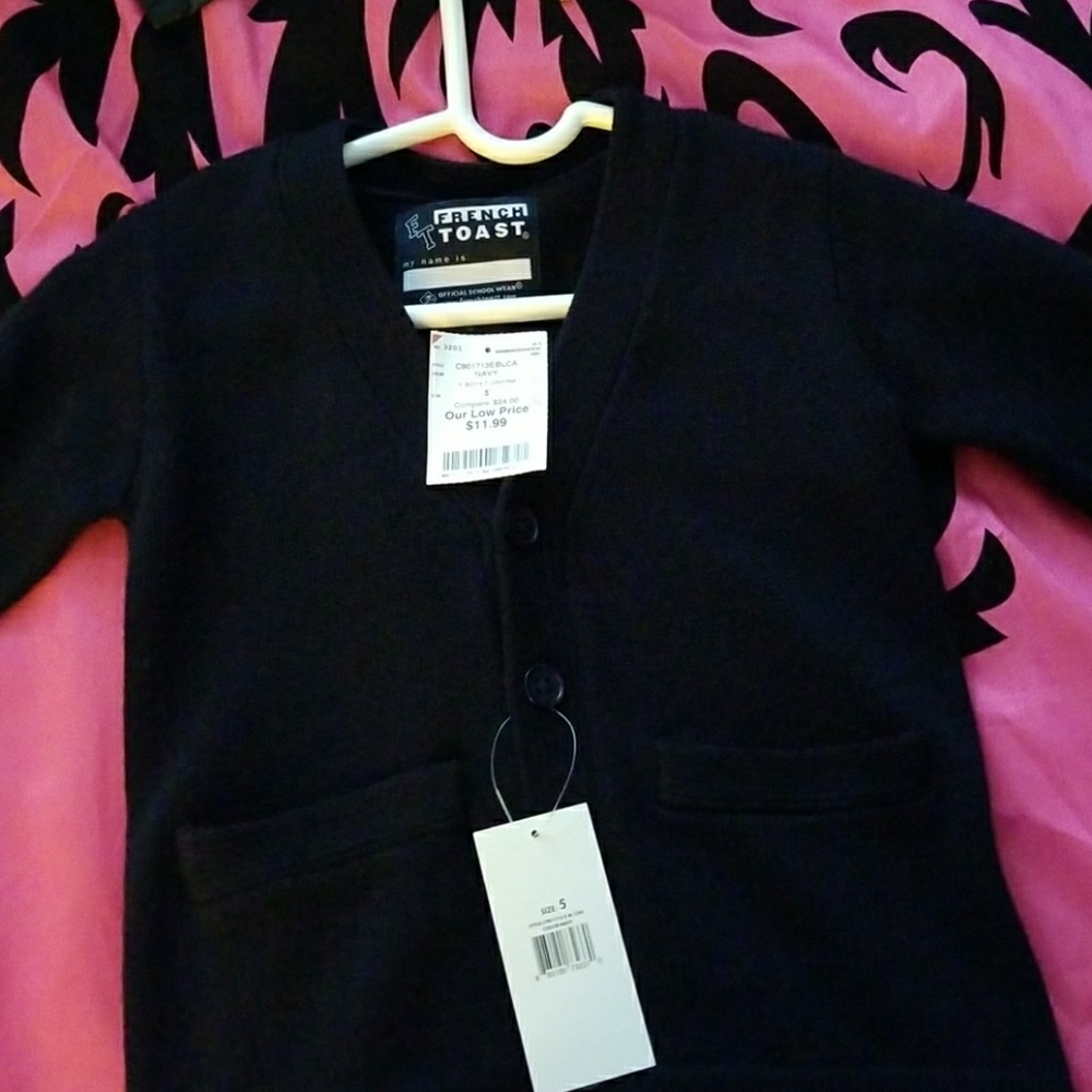 Long sleeve navy kids button down sweater