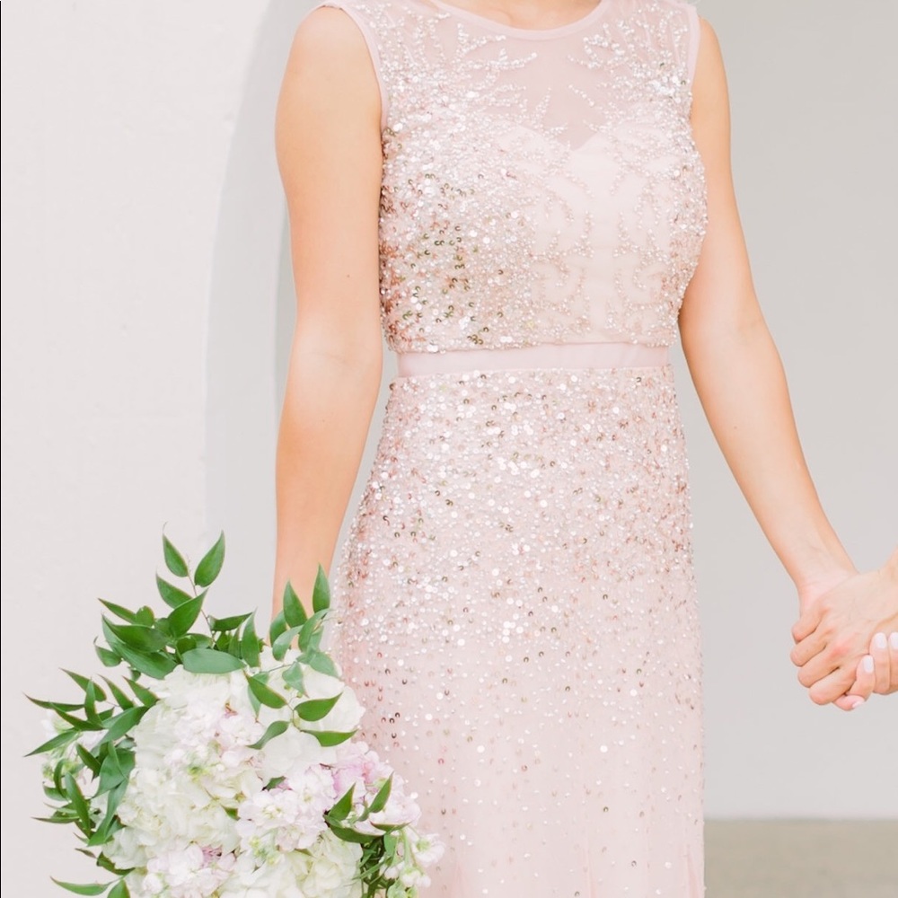 Adrianna Papell Long Beaded Gown, Illusion Neck