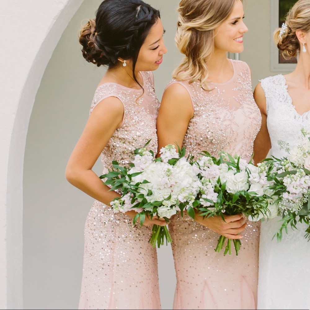 Adrianna Papell Long Beaded Gown - Illusion Neck