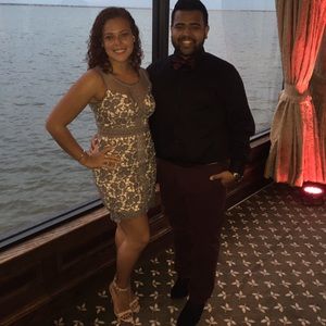 Grey/nude lace crochet lace dress size M