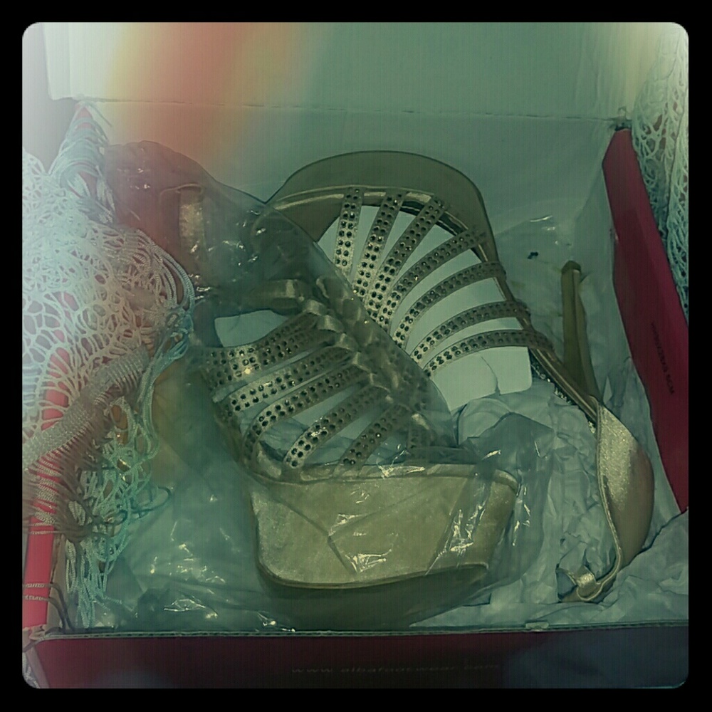 Gold Fishtail Studded Pumps