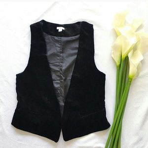 Simple chic black faux velvet vest