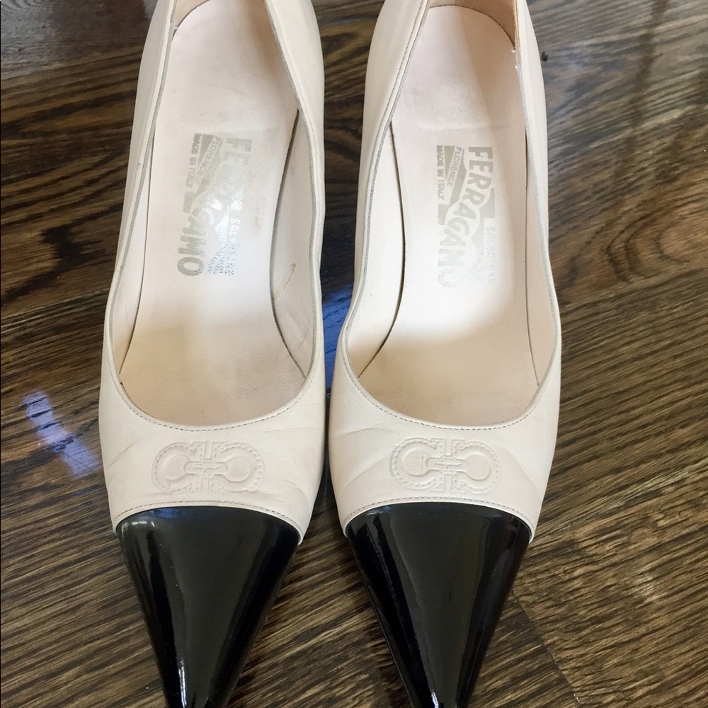 Salvatore Ferragamo Bone Kitten Heel Pump