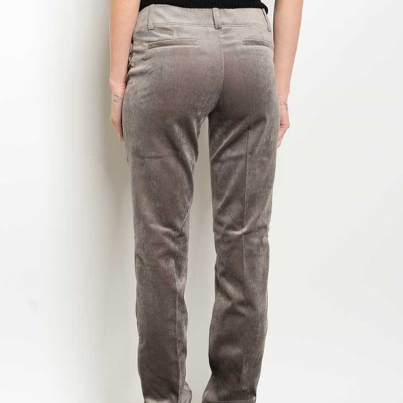 Thin Wale Grey Corduroy Straight Leg Pants - Picture 2 of 2