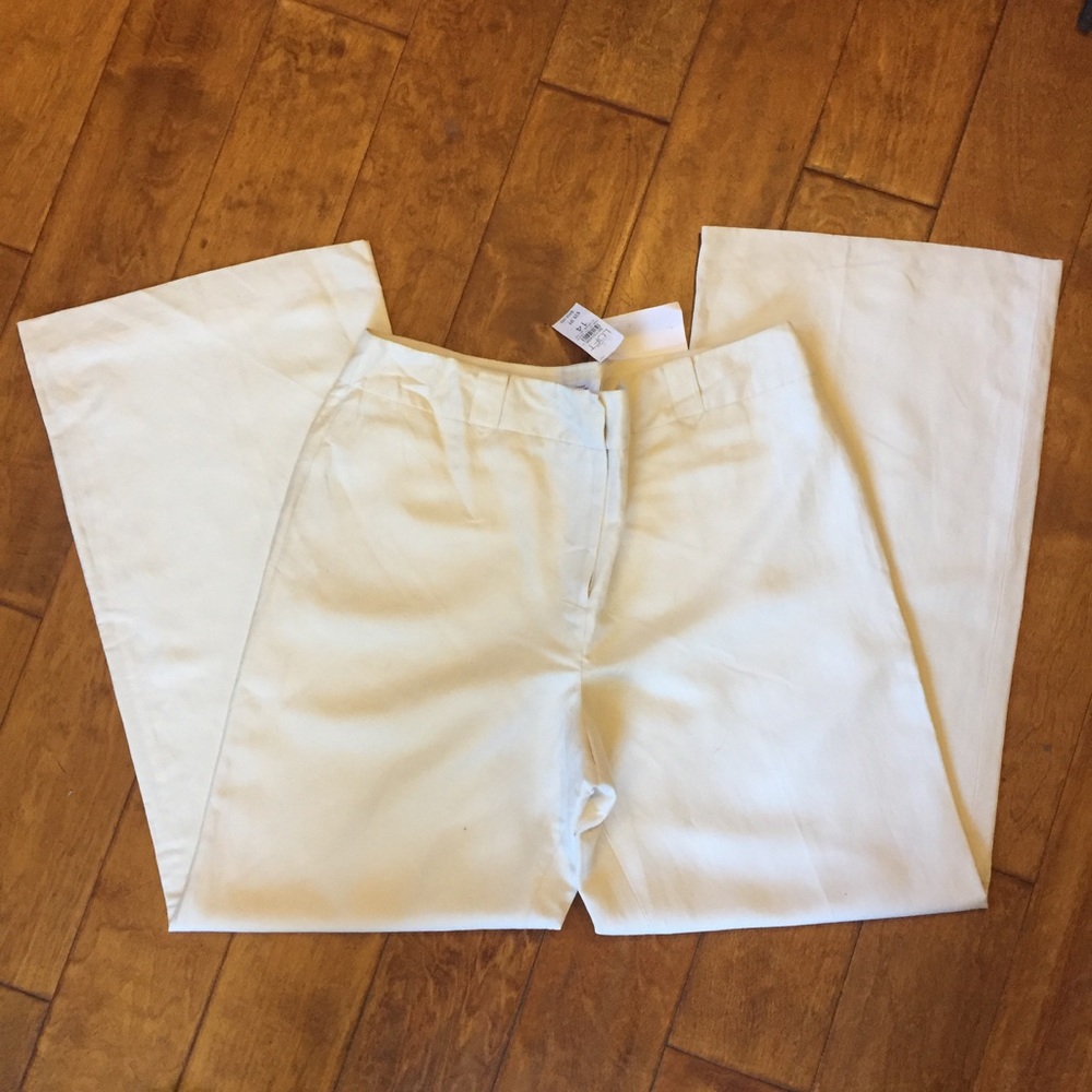Ann Taylor Loft Silk and Linen Cream Pants - 14