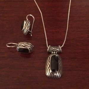 Sterling silver and onyx set