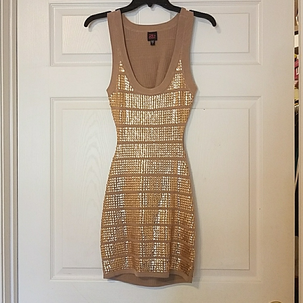 Gold sequin cocktail/party dress