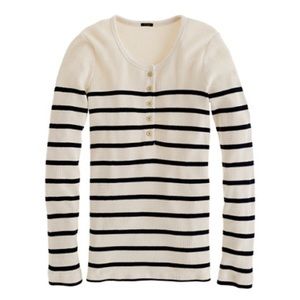 J. Crew Thermal Henley Cream Navy Stripes XS