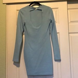 Kittenish long sleeve body con dress