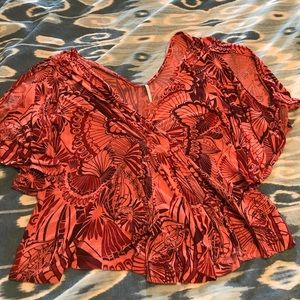 NWT free peopleAmore blouse coral combo