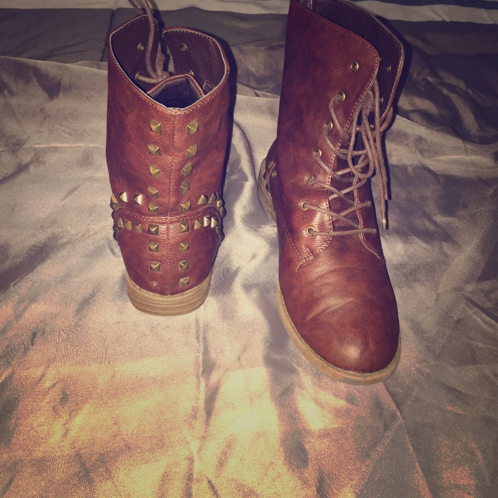 Brown studded boots