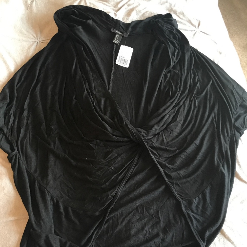 Deep-V black blouse