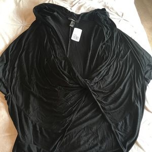 Deep-V black blouse