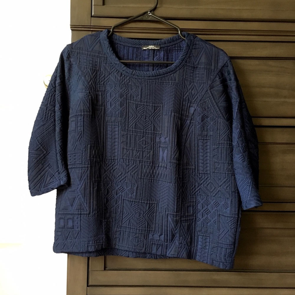 Zara quilted-look 3/4 sleeve top