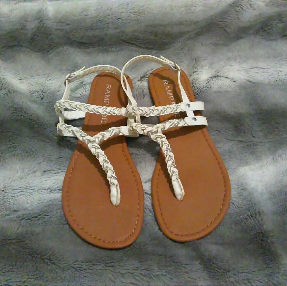 White silver chain braided sandal