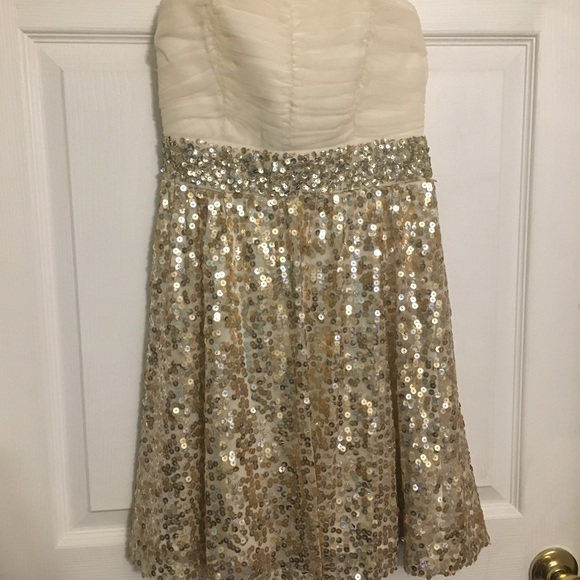Strapless gold/silver Sequin dress - Picture 1 of 7