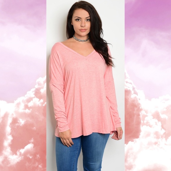 RESERVED Fav Plus Coral Long Sleeve Tunic - Picture 5 of 7